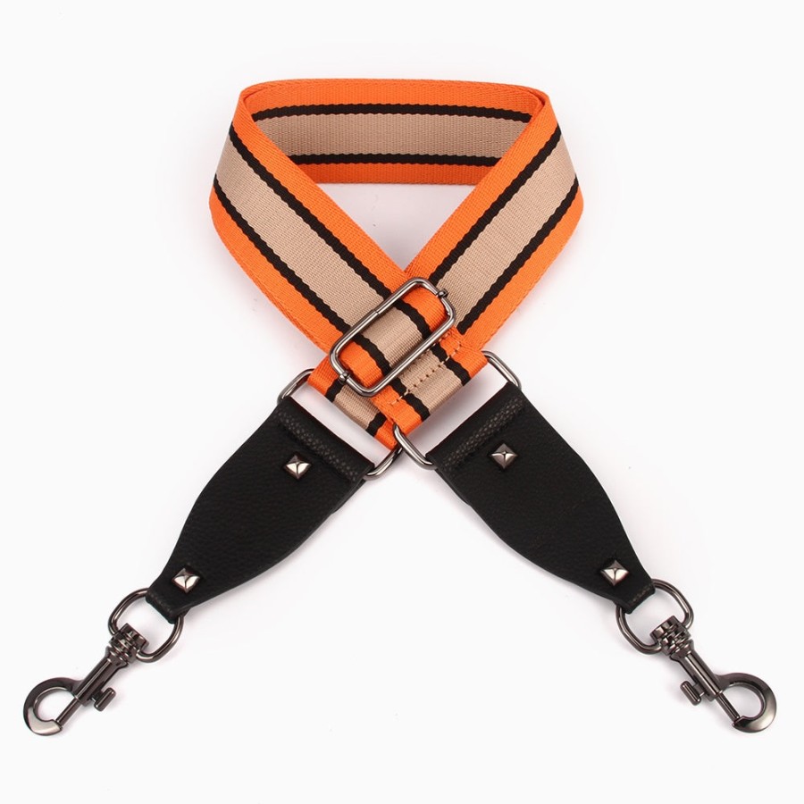 Accessories Hi Ho & Co | Hi Ho & Co Bag Strap Orange Black Nude Stripe