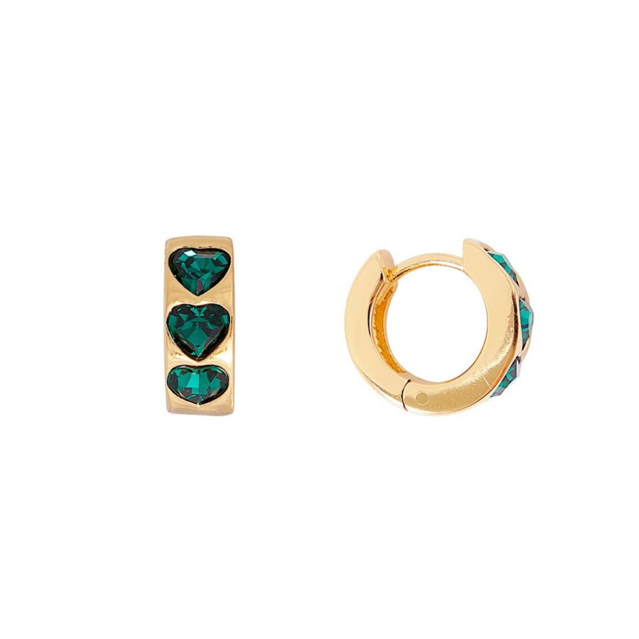 Jewellery Fairley | Fairley Emerald Crystal Love Huggies