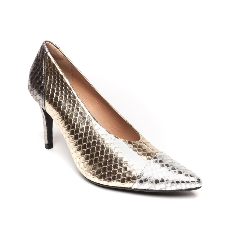 Shoes Brazilio | Brazilio Charlize Champagne Snake Gold Silver