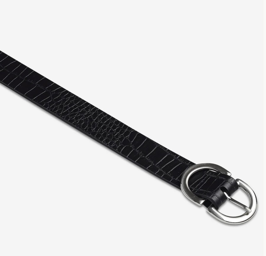 Accessories Status Anxiety | Status Anxiety In Reverse Belt Blk Croc/Silver