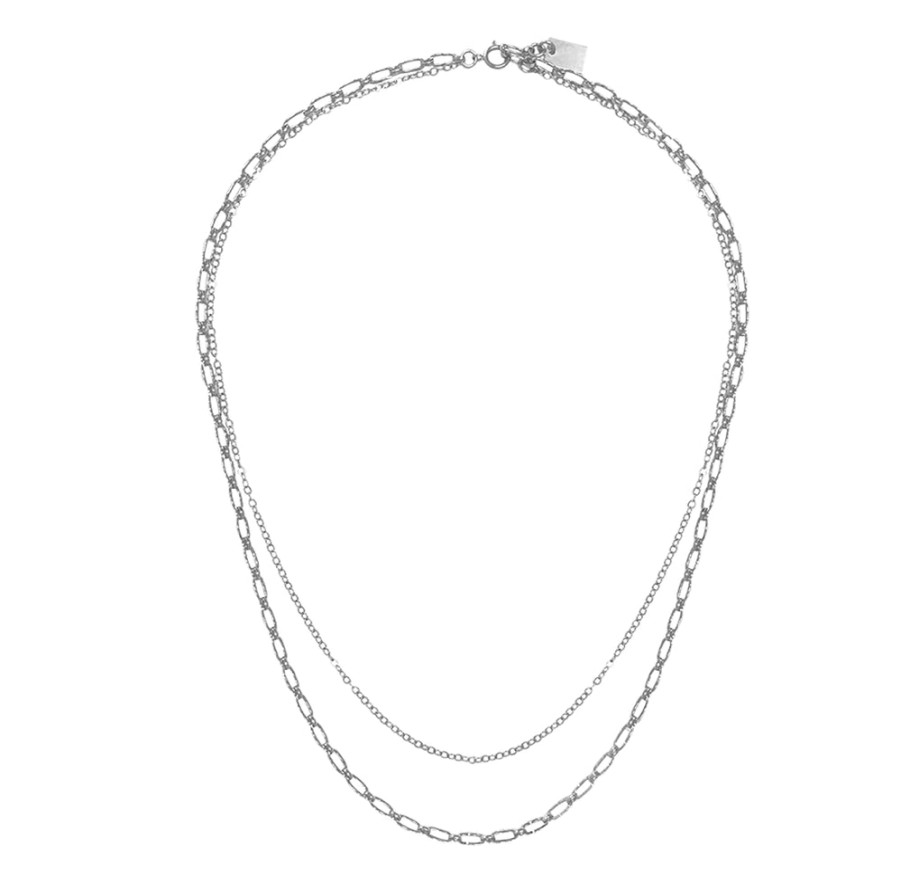 Jewellery Misuzi | Misuzi Maple Double Chain Necklace Silver