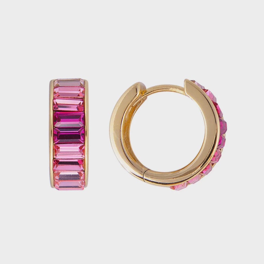 Jewellery Fairley | Fairley Pink Ombre Midi Hoops