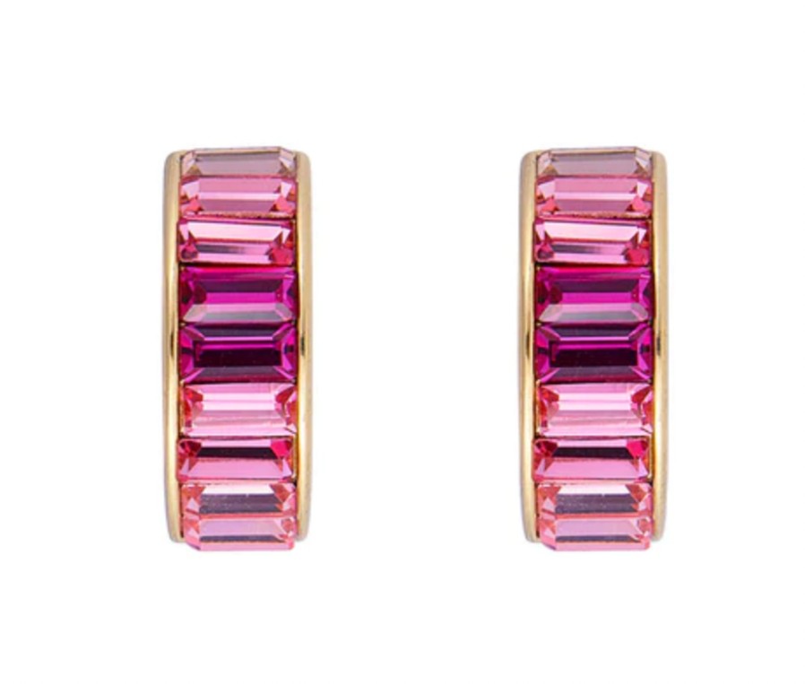 Jewellery Fairley | Fairley Pink Ombre Midi Hoops