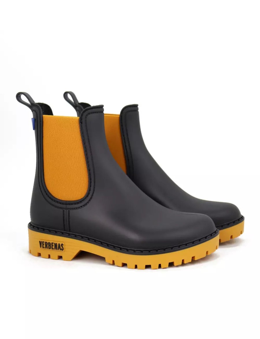 Shoes Verbenas | Verbenas Gaudi Welly Boot Black Yellow