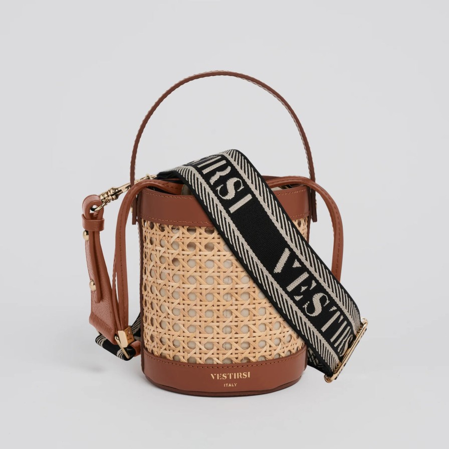 Accessories Vestirsi | Vestirsi Brittany Rattan Bucket Bag Tan