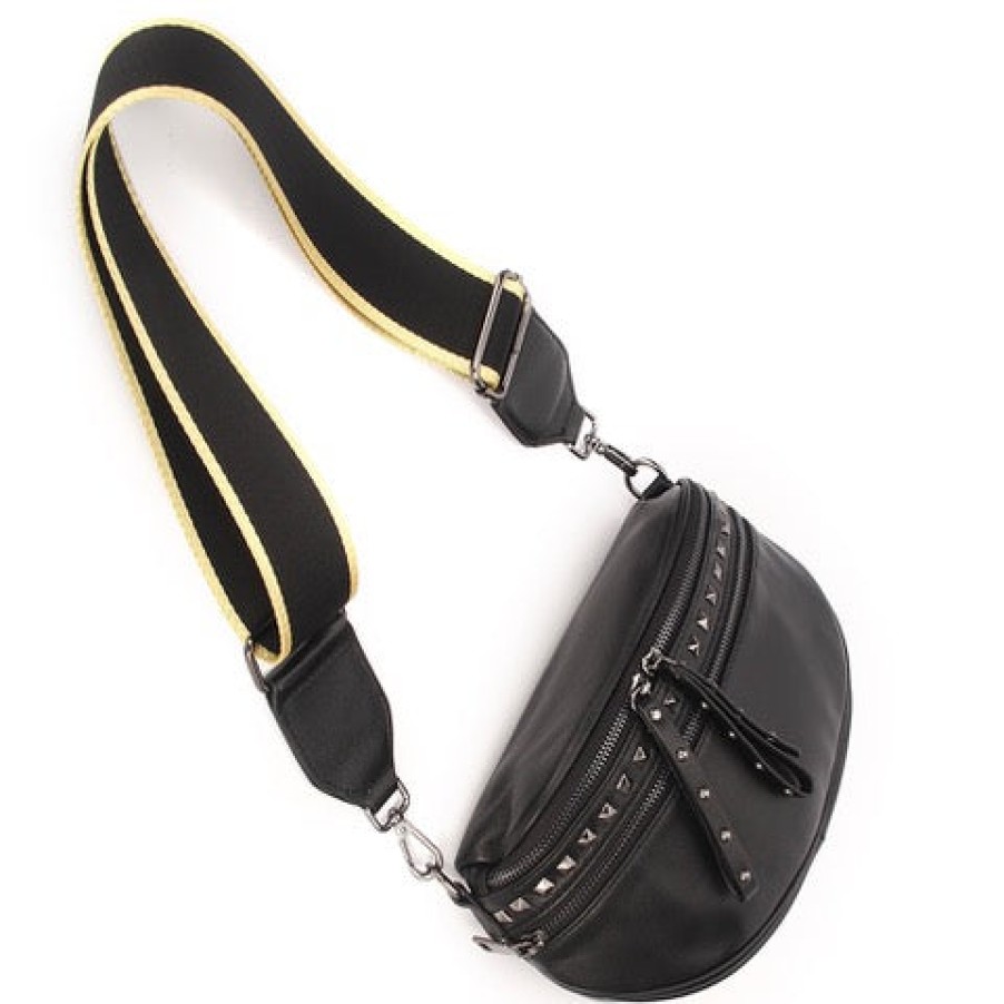 Accessories Hi Ho & Co | Hi Ho & Co Obsessed Bag Black Studded Gunmetal