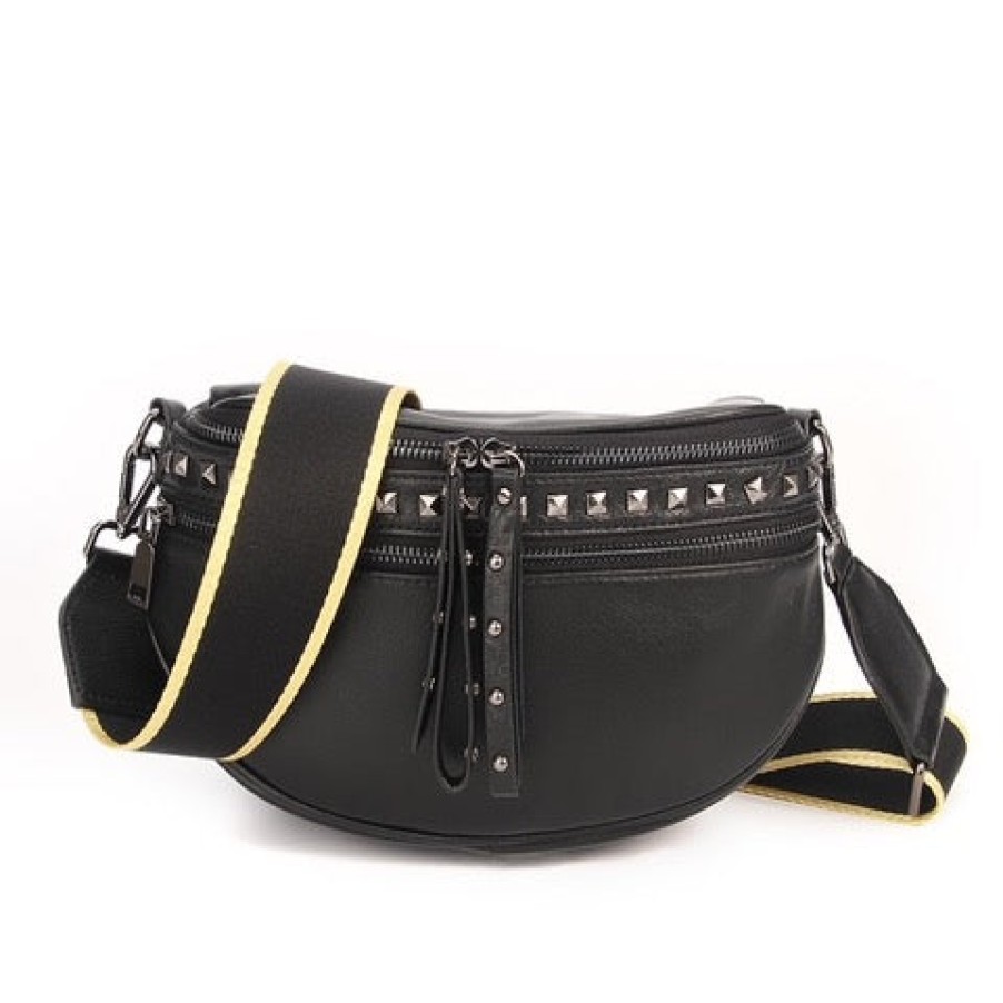 Accessories Hi Ho & Co | Hi Ho & Co Obsessed Bag Black Studded Gunmetal