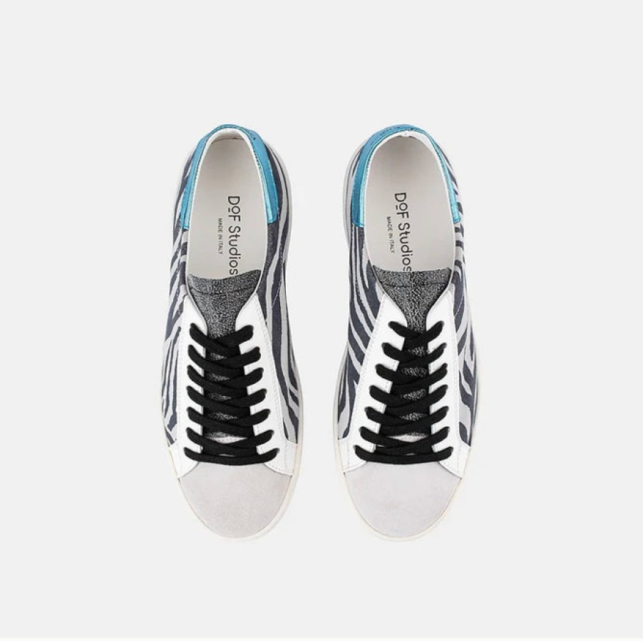 Shoes Department of Finery | D.O.F Indiana - Zebra Suede/Azzurro