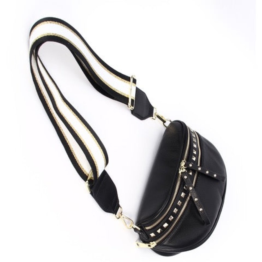 Accessories Hi Ho & Co | Hi Ho & Co Obsessed Bag Black Studded Gold