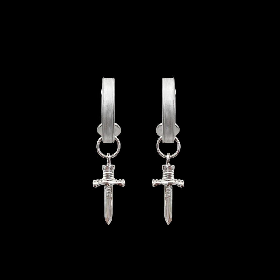 Jewellery Mountain & Moon | Mountain & Moon Dagger Mini Hoops Silver