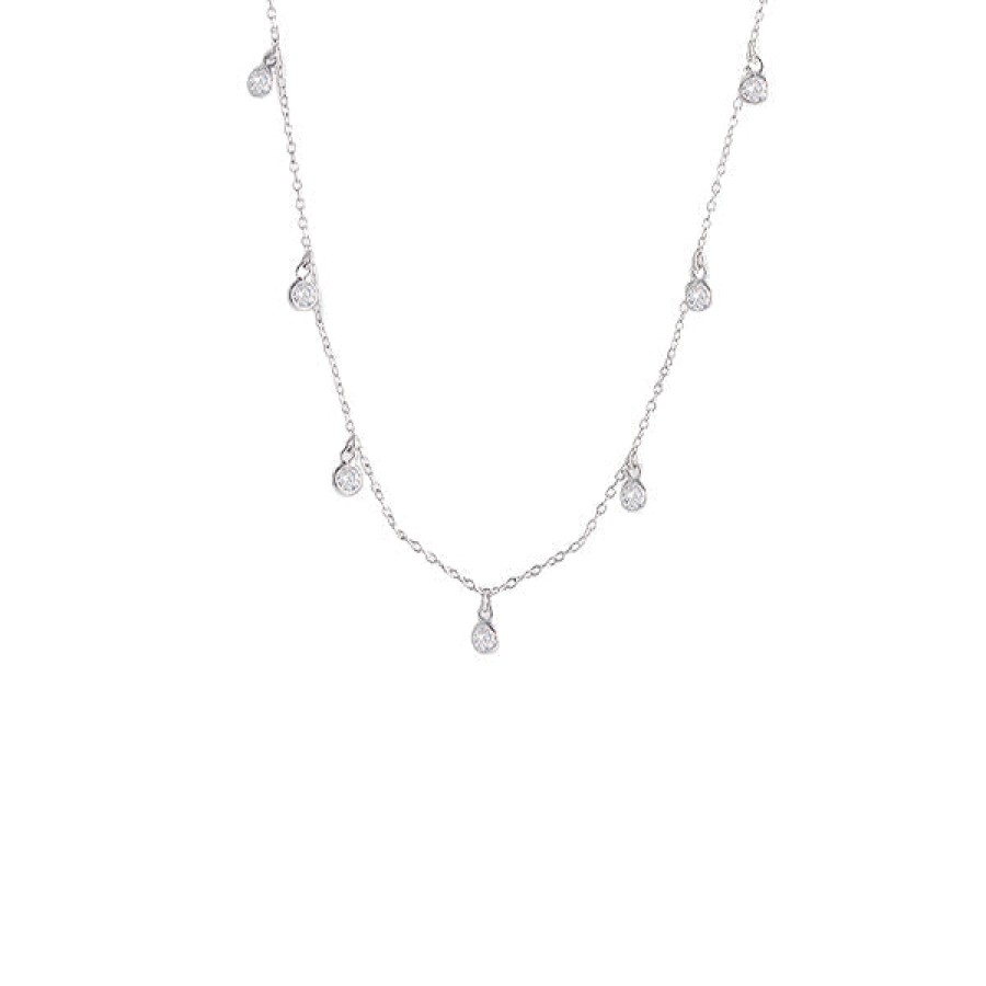 Jewellery Bianc | Bianc Bezel Scattered Drop Necklace Silver