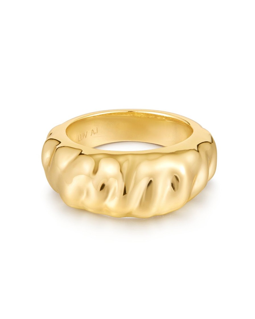 Jewellery Luv AJ | Luv Aj The Hammered Ridged Band Ring Gold