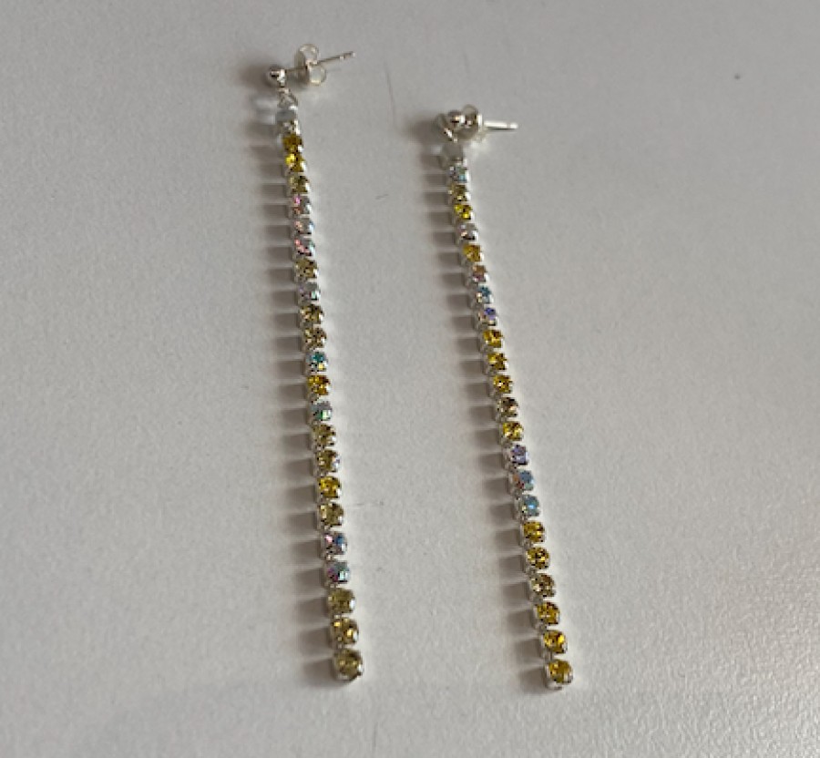 Jewellery Elphin Lane | Elphin Lane Diamante Long Earrings Yellow Multi