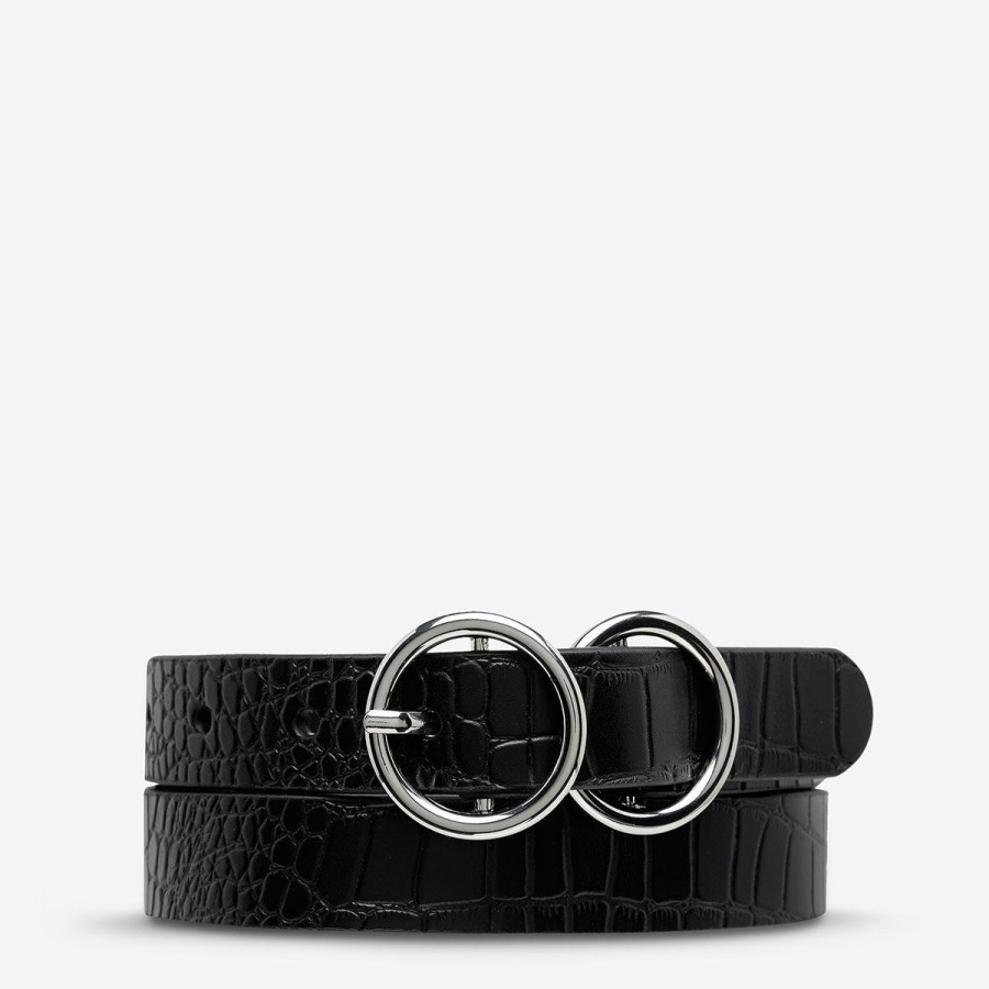 Accessories Status Anxiety | Status Anxiety Mislaid Skinny Black Croc/Silver