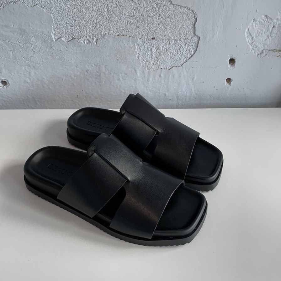 Shoes Beau Coops | Beau Coops Stone Slides Black