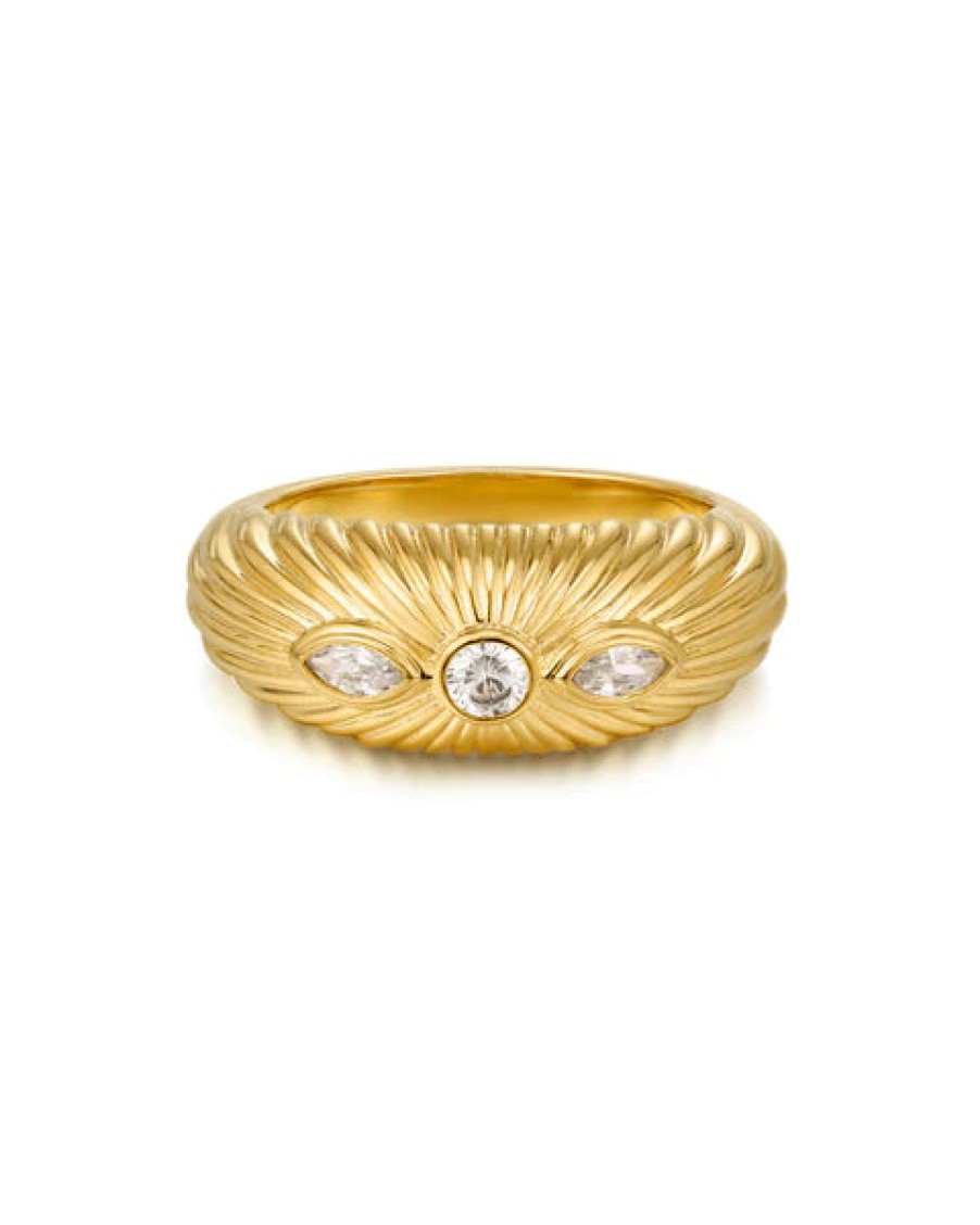 Jewellery Luv AJ | Luv Aj Florette Ridged Signet Ring - Gold