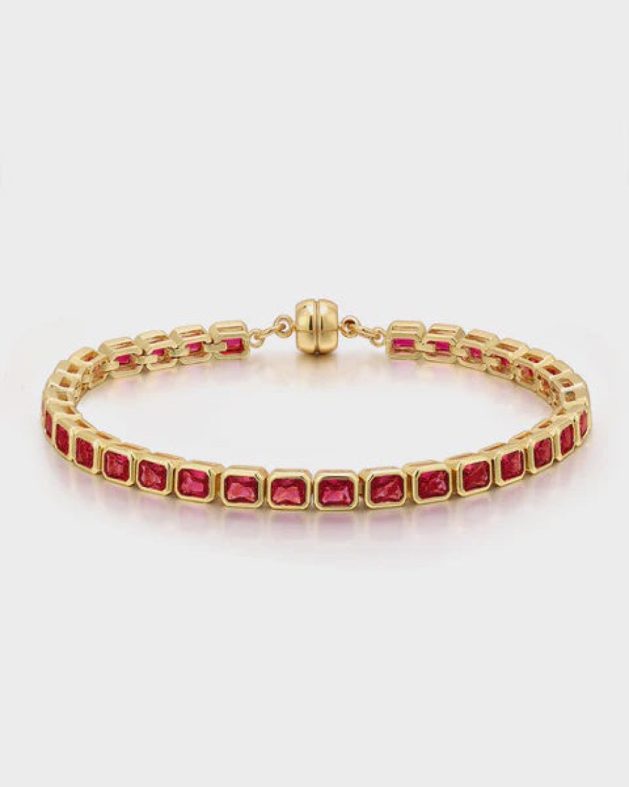 Jewellery Luv AJ | Luv Aj Bezel Emerald Ballier Bracelet Ruby Red