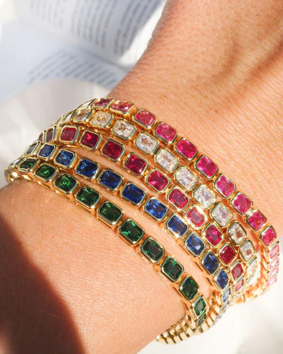 Jewellery Luv AJ | Luv Aj Bezel Emerald Ballier Bracelet Ruby Red