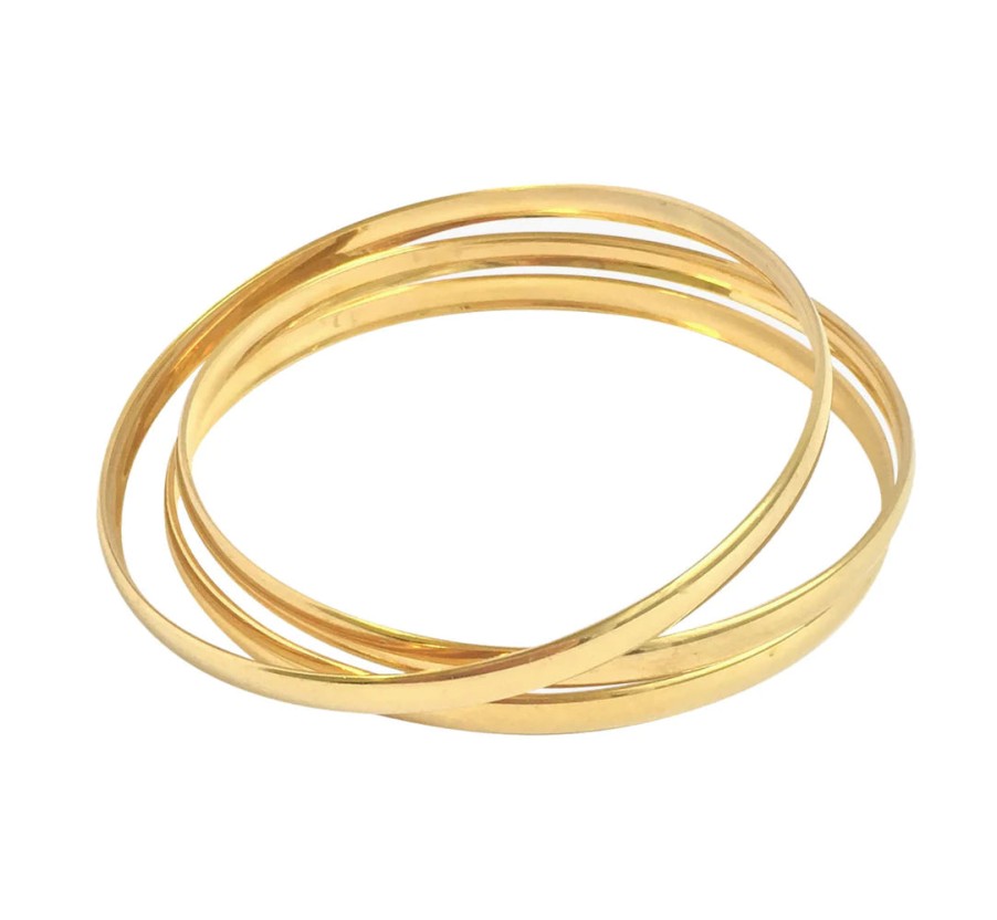 Jewellery Misuzi | Misuzi Cleo Wide Bangle Set Of 3 Gold