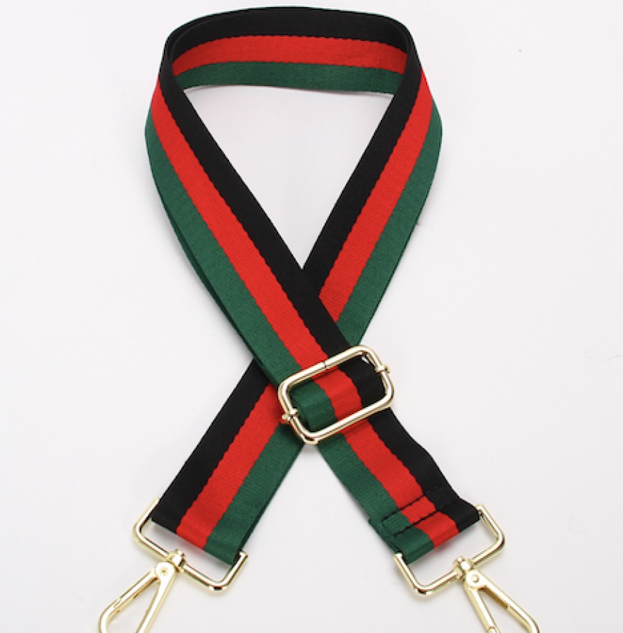 Accessories Hi Ho & Co | Hi Ho & Co Black/Red/Green Gold Bag Strap