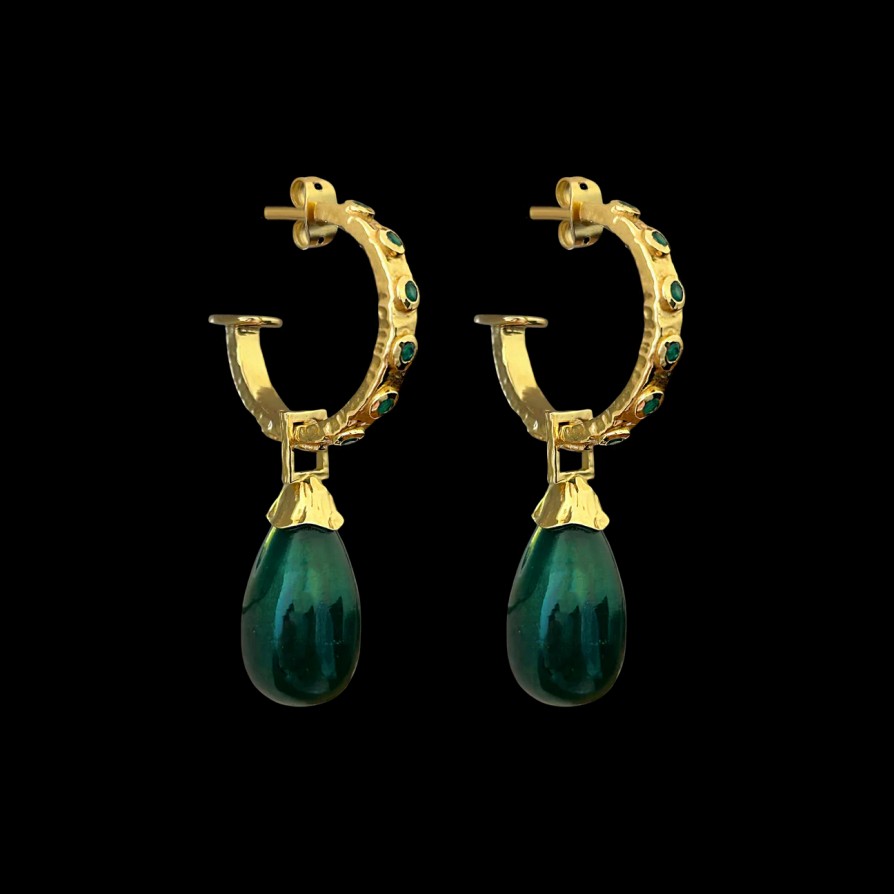 Jewellery Mountain & Moon | Mountain & Moon Ines Green Onyx Earrings