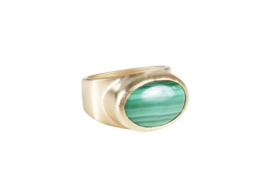 Jewellery Fairley | Fairley Malachite Cocktail Ring Gold