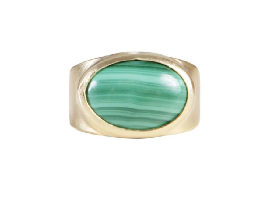 Jewellery Fairley | Fairley Malachite Cocktail Ring Gold