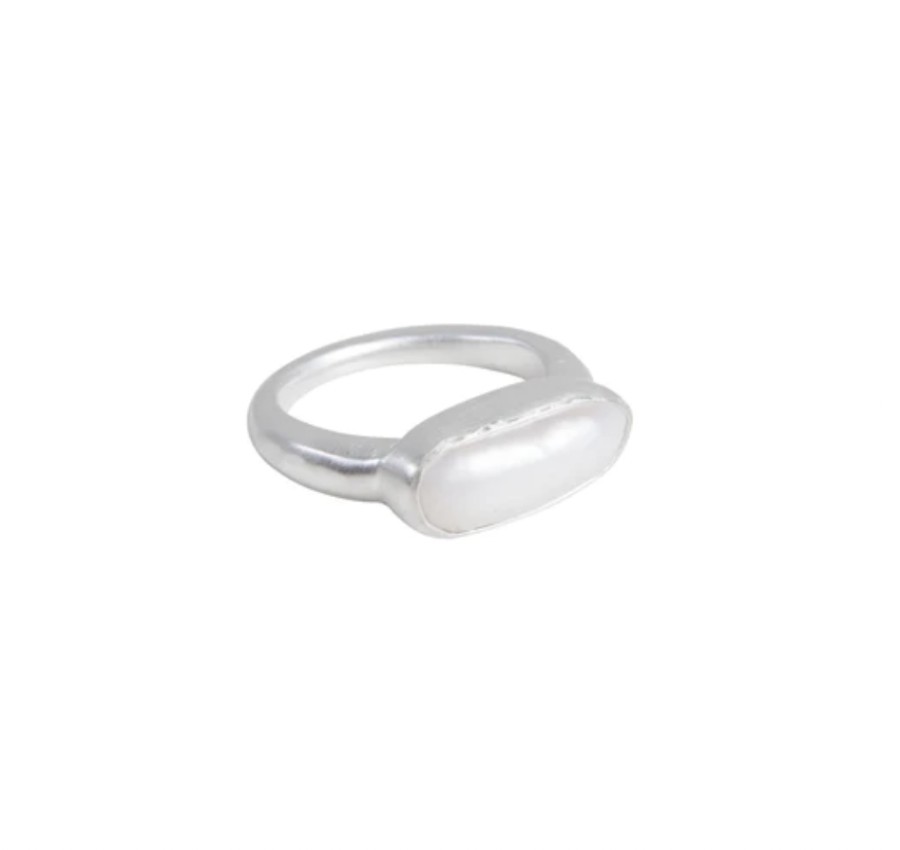 Jewellery Fairley | Fairley Pearl Bar Ring Silver