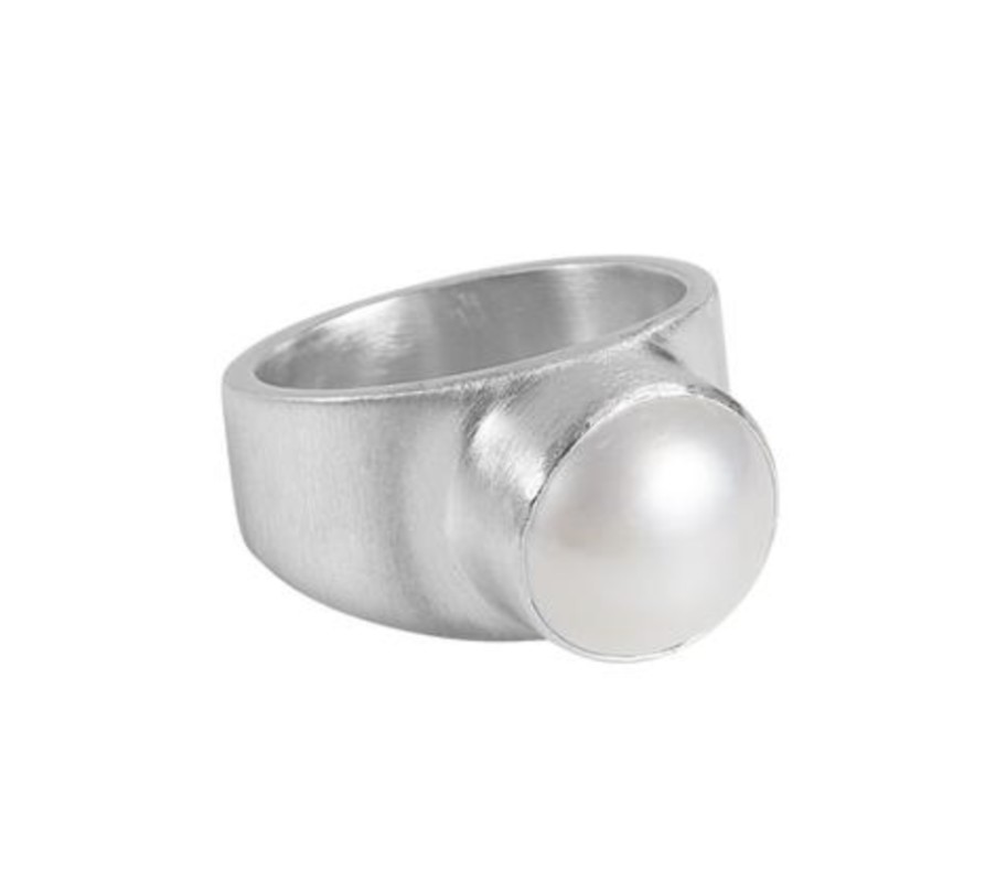 Jewellery Fairley | Fairley Pearl Dome Ring Silver