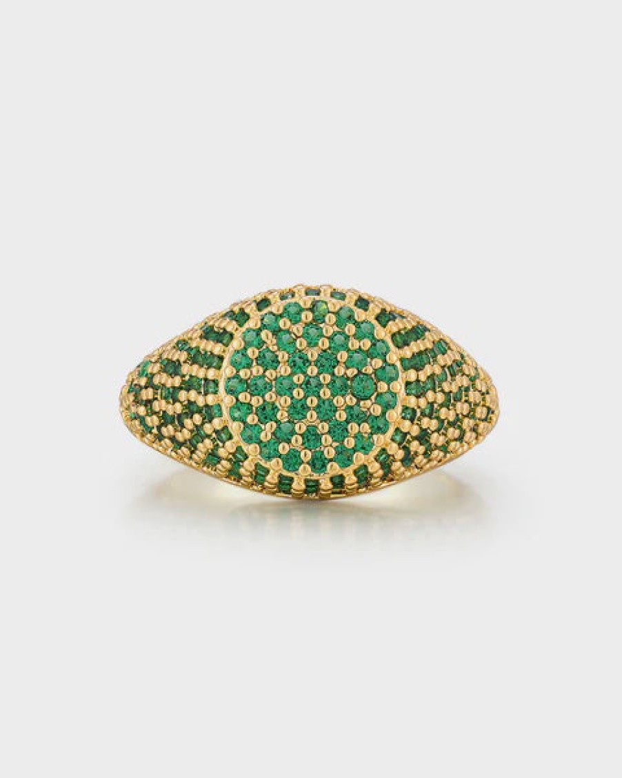 Jewellery Luv AJ | Luv Aj Pave Signet Ring Gold Emerald Green