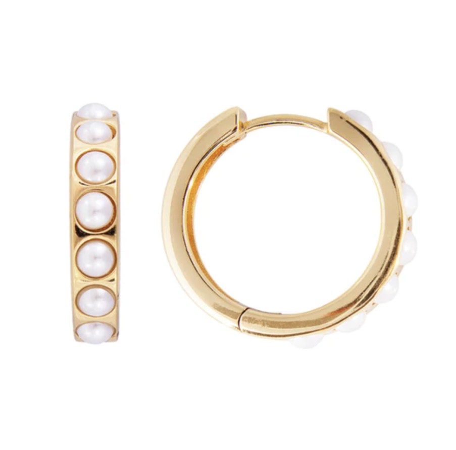 Jewellery Fairley | Fairley Crystal Pearl Maxi Hoops