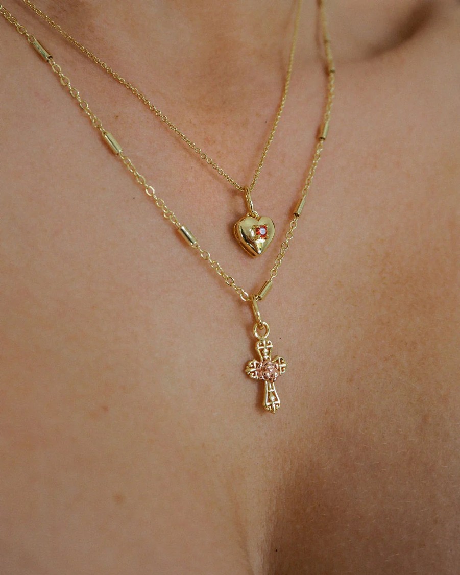 Jewellery Luv AJ | Luv Aj - Cross My Heart Charm Necklace Gold