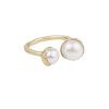 Jewellery Fairley | Fairley Double Pearl Ring Gold