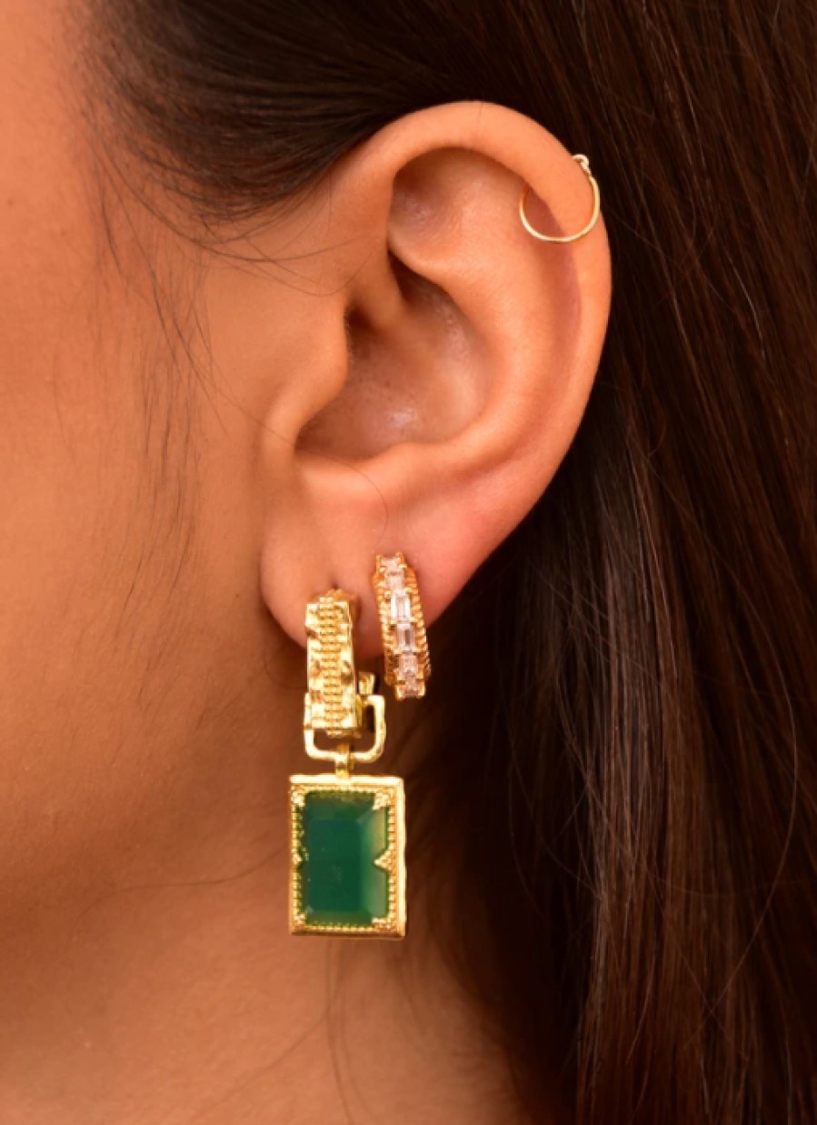 Jewellery Mountain & Moon | Mountain & Moon Alexandra Earrings Green Onyx