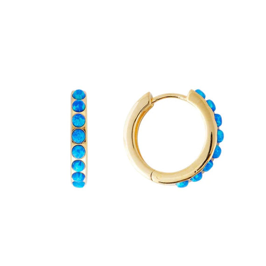 Jewellery Fairley | Fairley Indigo Opal Crystal Midi Hoops