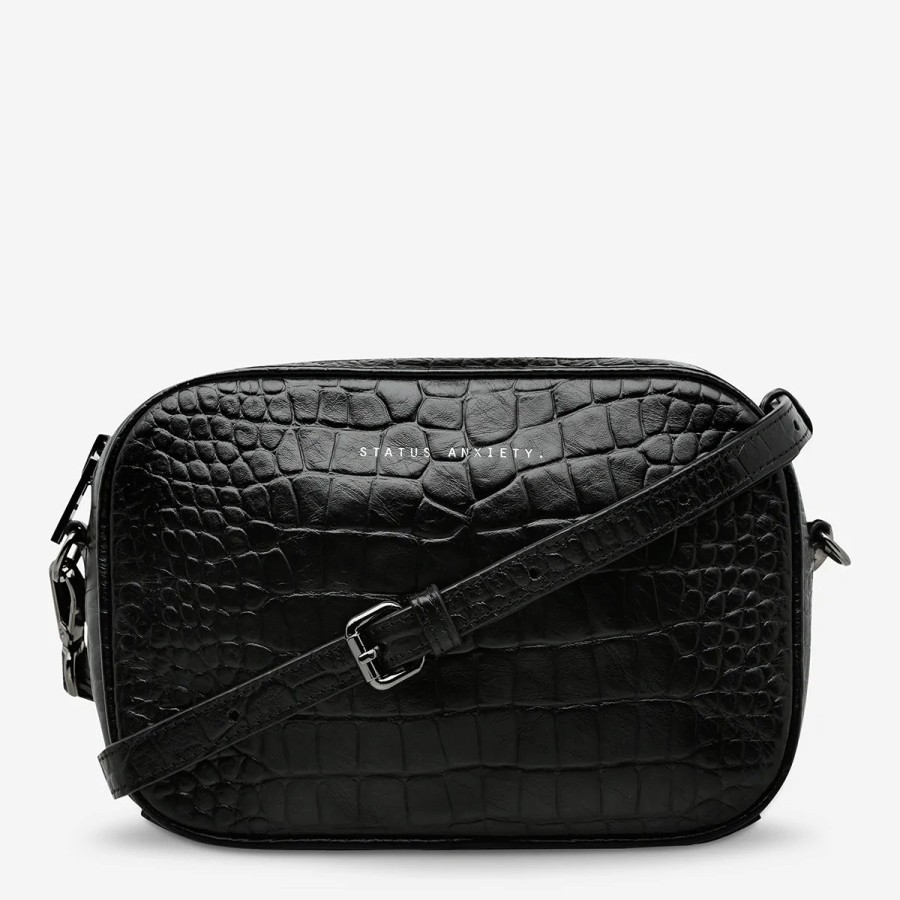 Accessories Status Anxiety | Status Anxiety Plunder Black Croc Emboss