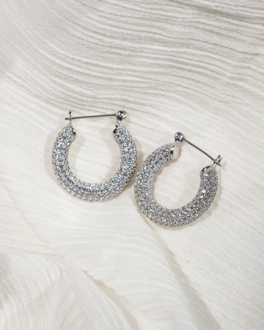 Jewellery Luv AJ | Luv Aj Pave Baby Amalfi Hoops Silver