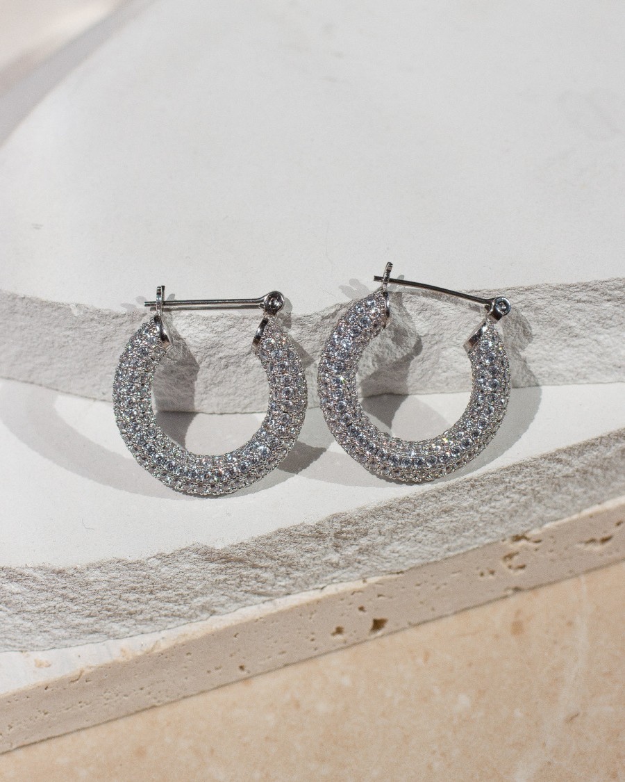 Jewellery Luv AJ | Luv Aj Pave Baby Amalfi Hoops Silver