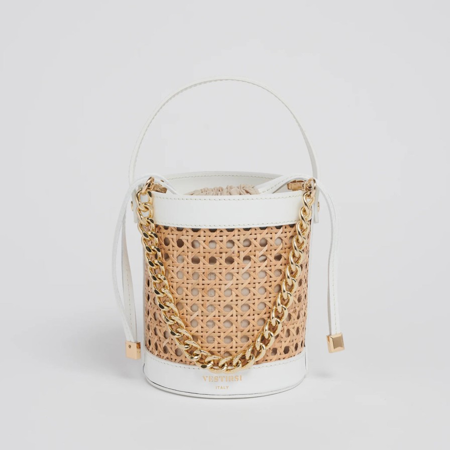 Accessories Vestirsi | Vestirsi Brittany Rattan Bucket Bag White