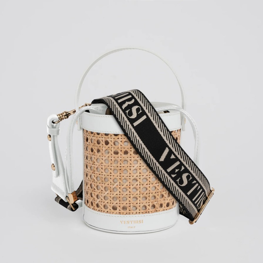 Accessories Vestirsi | Vestirsi Brittany Rattan Bucket Bag White