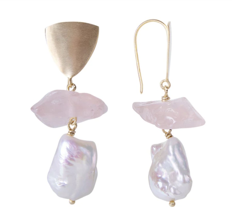 Jewellery Fairley | Fairley Rose Quartz Pearl Drops