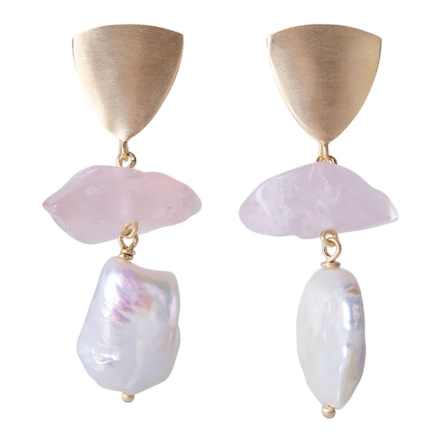 Jewellery Fairley | Fairley Rose Quartz Pearl Drops