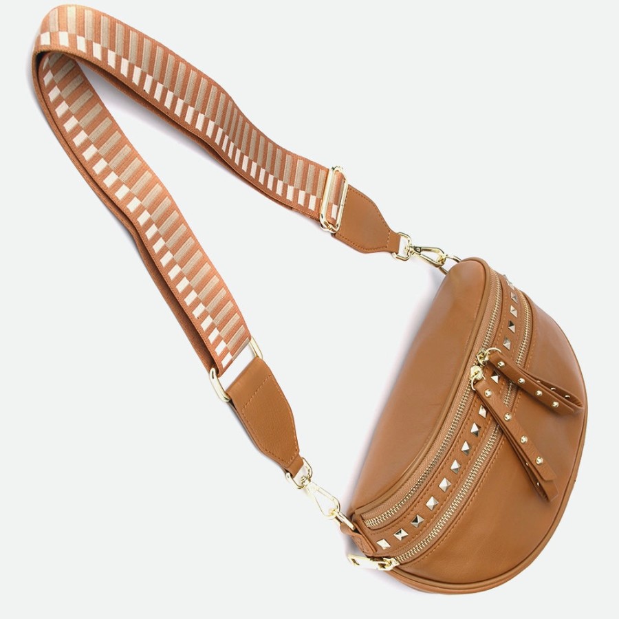 Accessories Hi Ho & Co | Hi Ho & Co Obsessed Studded Bag Camel