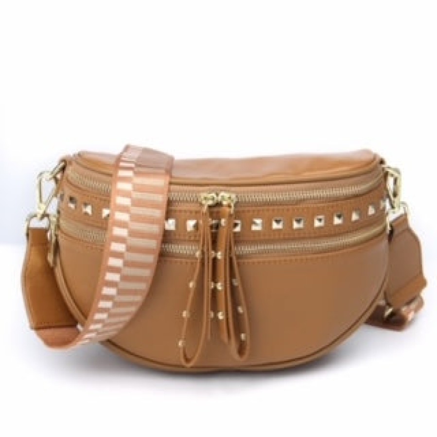 Accessories Hi Ho & Co | Hi Ho & Co Obsessed Studded Bag Camel