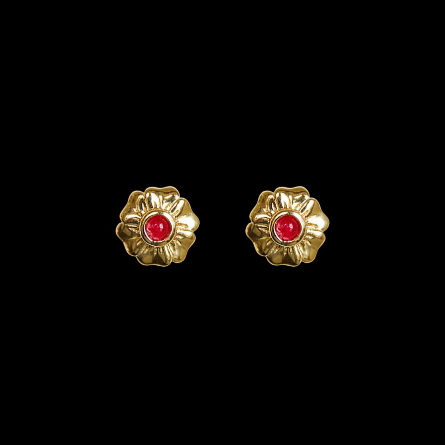 Jewellery Mountain & Moon | Mountain & Moon Lottie Studs Ruby Quartz