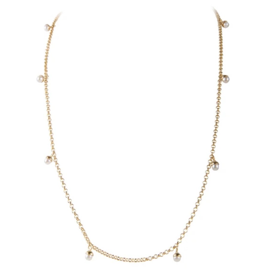 Jewellery Fairley | Fairley Pearl Pom Necklace Gold