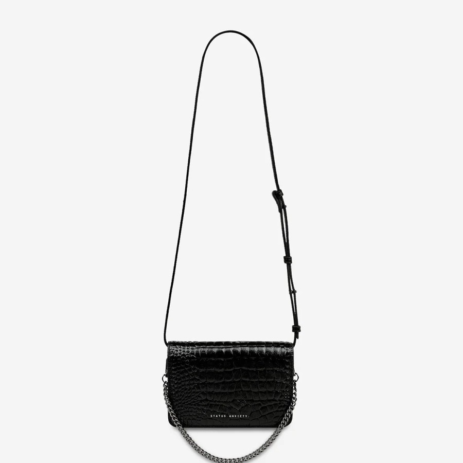 Accessories Status Anxiety | Status Anxiety She Burns Black Croc Emboss Bag