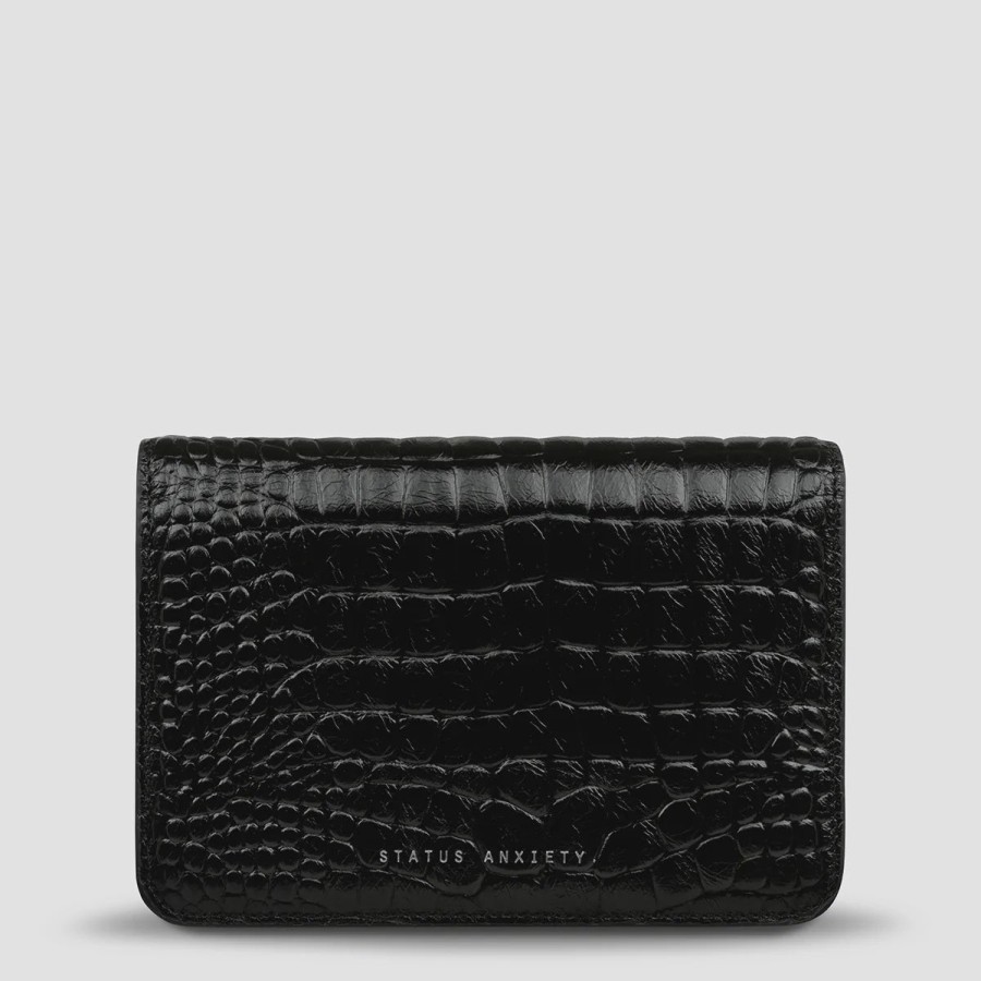 Accessories Status Anxiety | Status Anxiety She Burns Black Croc Emboss Bag