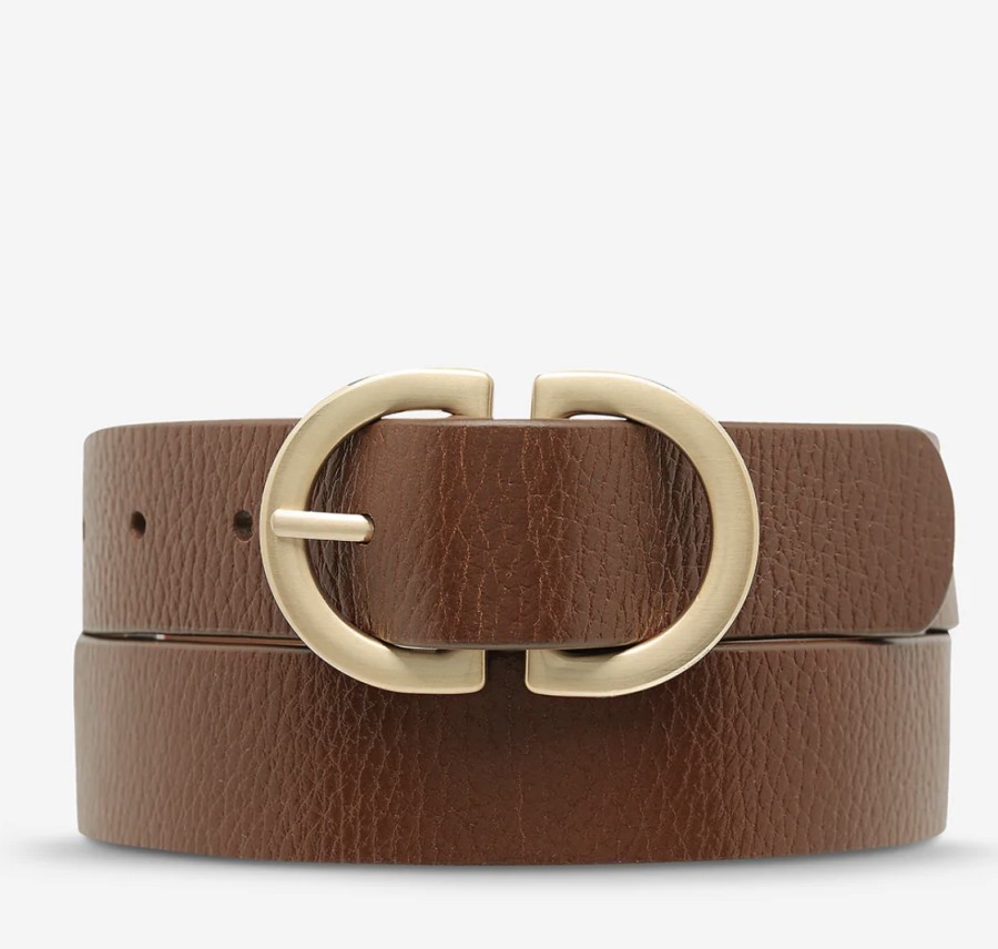 Accessories Status Anxiety | Status Anxiety In Reverse Belt Tan/Gold