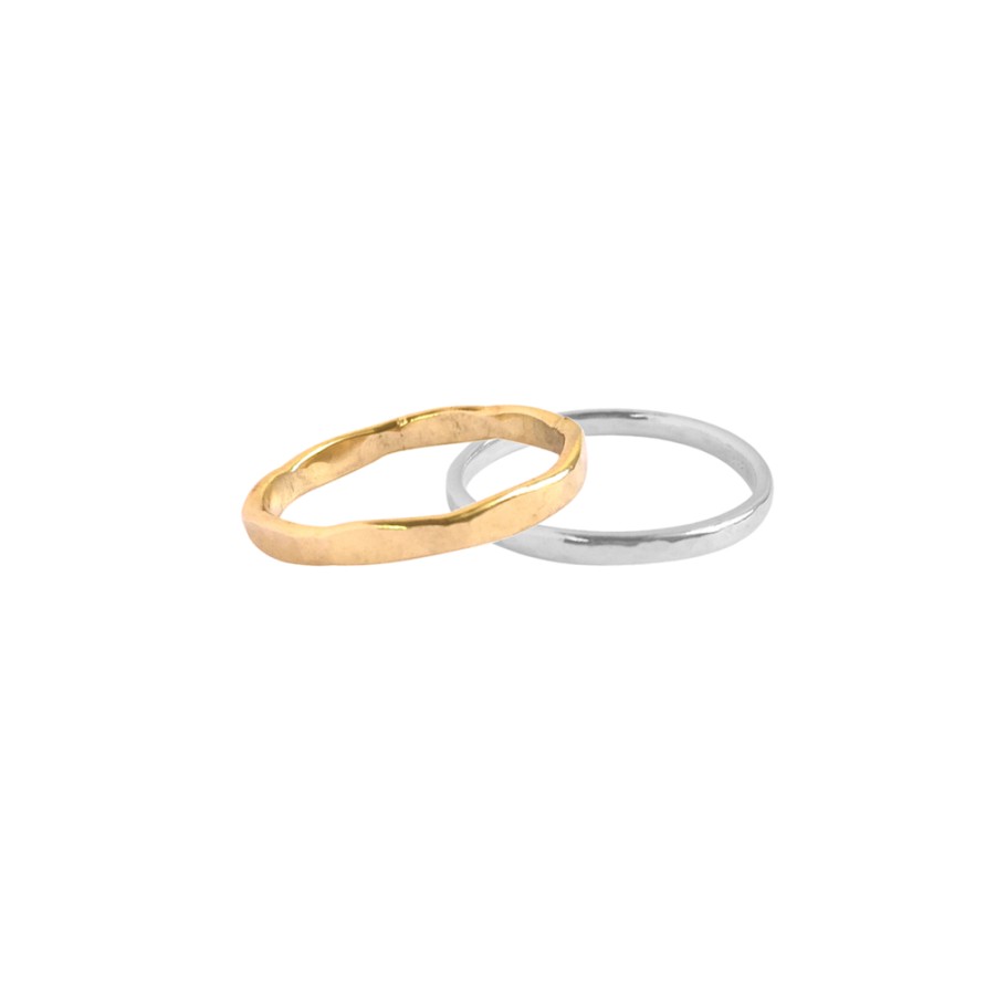 Jewellery MISUZI | Misuzi Hammered Ring Gold 2Mm